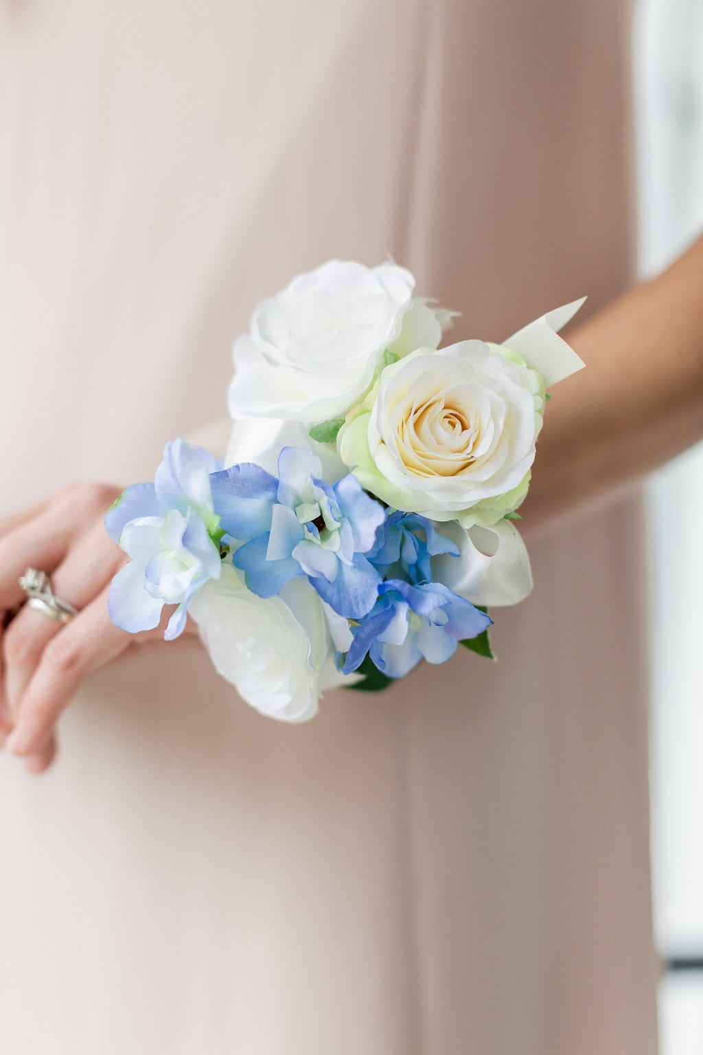 blue prom corsage